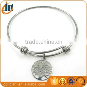 Wholesale Stainless Steel Expandable Wire Bangle With Charm thumbnail-1