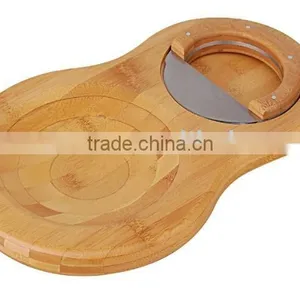Bamboo Chopping Block Cheese Cutting Board With 1 Knife and Holder thumbnail-1