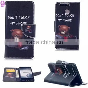 2016 New Colorful Pattern PU Leather Phone Bag Case for Huawei Ascend P9 P9 Lite Magnetic Book Cover With Card Slot thumbnail-5
