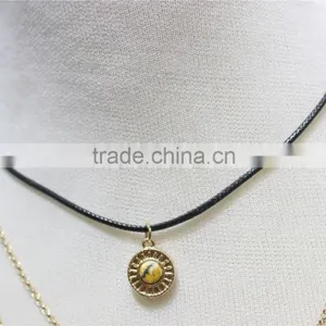 Gold Chain Layered Necklace W/Blue & Tan Bead Gold Leaf & Bird Metal Necklace 2016 Fashion Style Wholesale thumbnail-2