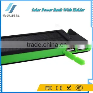 5000mAh Dual USB Solar Power Bank With Holder Green thumbnail-3