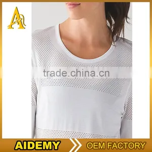 Long Sleeve Womens Tee Wholeasle Sports Mesh New Design Long Women t Shirts Sports Top Women Tee Sexy Yoga Tee Long Sleeve thumbnail-2
