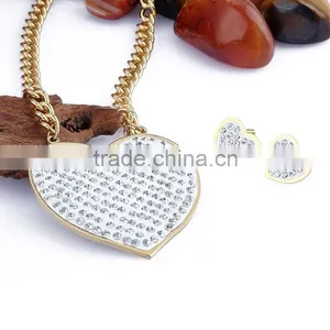 Broken Heart Shaped Stainless Steel Chain Necklace Jewery Set thumbnail-1