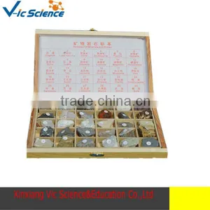 30 Items Rock Stone,specimen in Wooden Box for Geography Research thumbnail-1