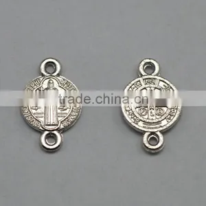 Wholesale Small Medal Two Holes Connectors With Saint Benendict thumbnail-1