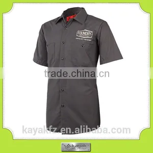 Custom Short Sleeve Cotton Grey Embroidered Women Work Shirt thumbnail-4
