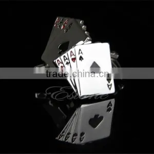 Vintage Stainless Steel Poker New Men's Silver Cuff Links thumbnail-2