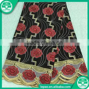 African Embroidery Women's Cotton Damask Bazin Riche Ghalila for Georges Kaftan Lady Dress Fabric thumbnail-1