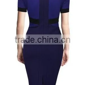Women's Official Scoop Neck Optical Illusion Business Pencil Midi Dress thumbnail-2