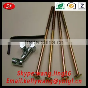 Customized Steel Bed Cot Bolts/ M6 x 10mm Bolt, Allen Key 20mm Barrel Nut thumbnail-1