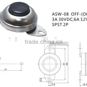 ASW-08 OFF-(ON) 3A 30VDC SPST 2P Automotive Horn Switch thumbnail-3