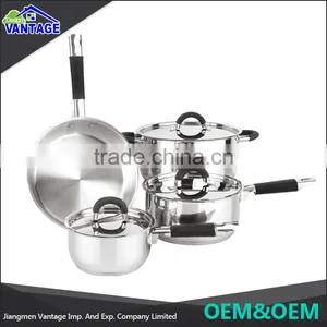 Eco-Friendly Cooking Pots and Pans Sets 7pcs Sandwich Bottom Stainless Steel Cookware thumbnail-2
