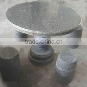 Round Grey Marble Table and Chairs thumbnail-1