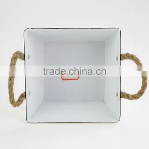China Factory Low Price Lead Free Metal Personalized Large Decorative White Printing Character Flower Pot thumbnail-4
