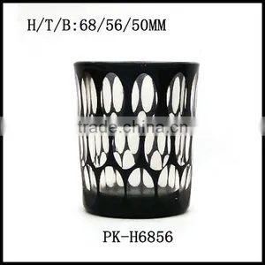 Cylinder Hand Cut Black Home Used Glass Candle Container thumbnail-3