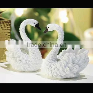 White Polyresin Garden Statue Swan thumbnail-1