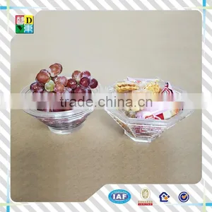 Hot Sale Simple Acrylic Clear Fruit Compote/modern Deisgn Fashion Acrylic Round Dish for Fruits for Hotel Use China thumbnail-1