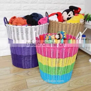 Set of Three Handmade Plastic Woven Laundry Basket With Handles thumbnail-4
