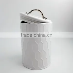 Powder-Coated Retro Metal Embossed Dianond Tea Coffee Sugar Storage Canister,Bread Bin,Cake Tin thumbnail-6