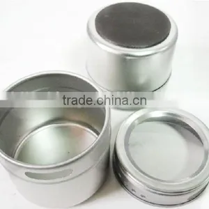 SS Mini Cylinder Magnet Tin Cans for Spice /herb thumbnail-1