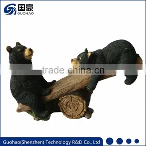 Custom Resin Handmade Playing Seesaw Bear Figurine thumbnail-1