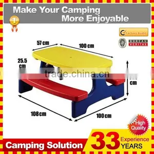 NEW Outdoor Indoor Plastic Kids Group Team Play Folding Table Chair Bench Set Ages 3+ thumbnail-1