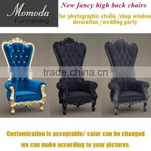 YM01Throne Chair - Queen Chair Upholstered in Luxurious Tufted Purple Velvet thumbnail-2