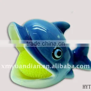 Dolphin Design Holder With Yellow Dish-cleaning Sponge thumbnail-1
