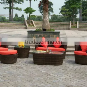 Crate and Barrel Style Outdoor Wicker Sectional Sofa Patio Furnitre Set thumbnail-1