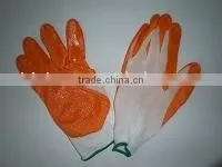 13G White Nylon Line, Knit Wrist, Palm Coated Orange Nitrile Glove,smooth Finish thumbnail-1