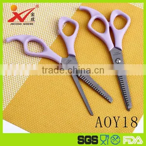 AOY18 Plastic Handle Hair Scissors , Easy Carry Safty Hair Cutting Scissors With Tooth thumbnail-1