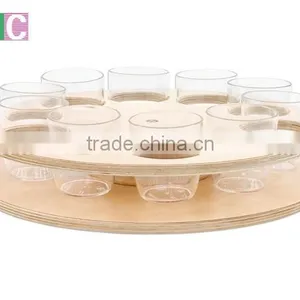 10 Cups Natural Wooden Glass Tray thumbnail-1