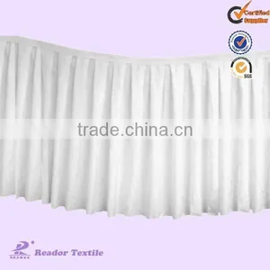 17' White Polyester Table Skirting Designs for Wedding thumbnail-1