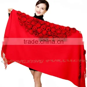 CX-B-P-37A Flowers Design Fashion Winter Ladies Cheap Shawl thumbnail-3