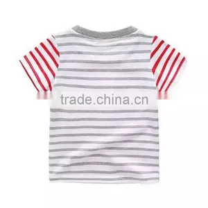2016 Trending Products Children Stripe Tshirts With Cartoon Pattern thumbnail-2
