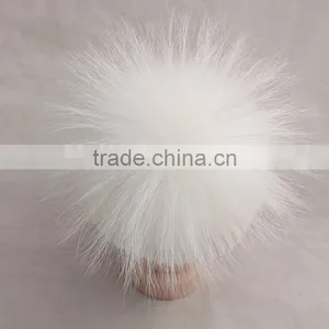 Myfur Kids Hat Pure White Genuine Fur Pom Pom Crochet Winter Knitting Hat thumbnail-3