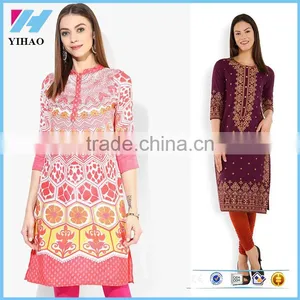 Ladies Fancy Clothing Long Cotton Kurta Neck Dress Designs thumbnail-1