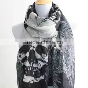 Skull and Leaf Scarf Large Skull Scarf With Leaves, Halloween Skull, Skulls, Halloween Skulls, Holiday thumbnail-1