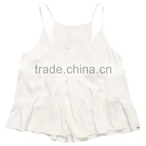 2016 Guangzhou Shandao Brand Name Bulk Wholesale Women Sexy Spaghetti Strap Loose White Chiffon Custom Crop Top thumbnail-5