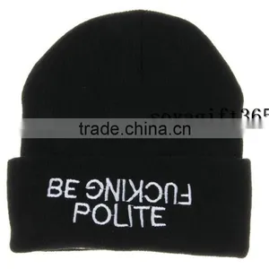 Winter Hip Hop Cuff Hat Knitted Warm Beanie Cap thumbnail-1