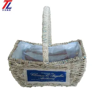 Wholesale Cheap Grass Braid Stitched Natural Gift Straw Basket thumbnail-1