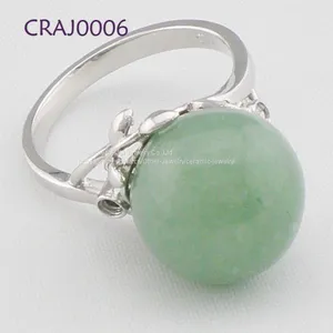 Pure Natural Green Jade Stone Silver Ring For Women Size 9.5 thumbnail-1