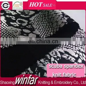 Winfar Textile Knit New Design 94% Polyester 6% Spandex Silver Foil Printed Scuba Dress Fabric for Women thumbnail-1