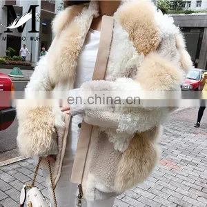 Wholesale Winter Celebrity Fashion Style Double Face Lamb Leather Fur Jacket thumbnail-1