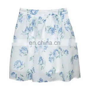 Fashion Vintage Floral Printed Lady Sexy Pleast Short Skirt With High Waist thumbnail-1