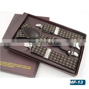 2017 New Design Men's High-end Brand 4 Clips Jacquard Printing Suspenders thumbnail-1