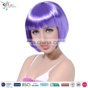 Styler Brand Women 10 Inch Bob Hair Wig Christmas Makeup Short Straight Purple Wig thumbnail-1