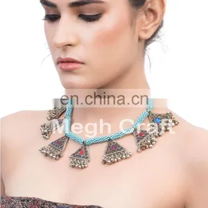 Vintage Style Kuchi Tribal Necklace - Afghani Ethnic Boho Gypsy Bohemian Kuchi Vintage Coin Necklace thumbnail-3