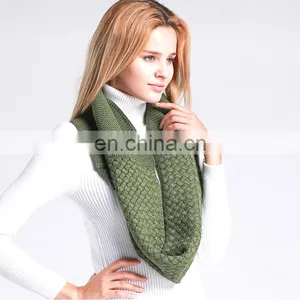 2018 Popular Young Girl Solid Color Fashion Scarves Oversize Loop Scarf Knitting thumbnail-2