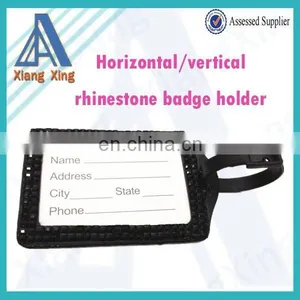 Black Horizontal or Vertical Rhinestone ID Badge Holder thumbnail-1